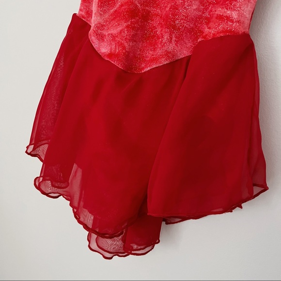 Red Figure Skating Competition Dress S - Picture 8 of 9